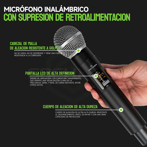Mezladora Gc Pro4 Power Mixer 2 Micrófono Inalámbrico Uhf