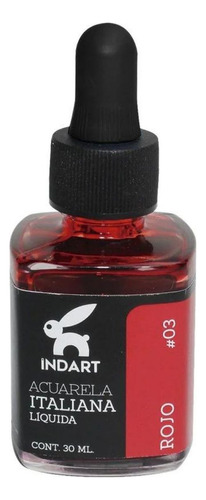 Acuarela Liquida Italiana Indart Frasco Vidrio 30ml Colores Color Rojo