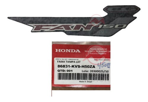 Adesivo Faixa Tampa Lateral Dir Honda Cg 150 Fan 2015 Preta