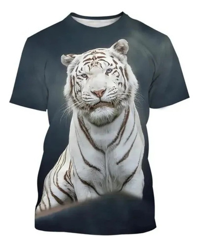 Camiseta Con Estampado 3d Tigre Blanco Para Hombre Y Mujer
