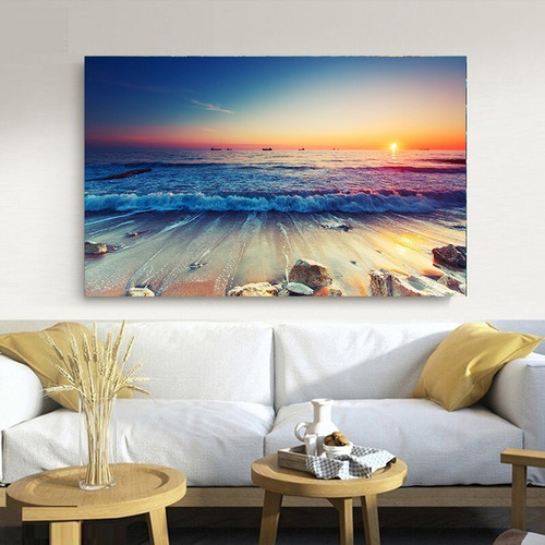 Cuadro Decorativo Moderno 60x90 Cms Parox. Amanacer En Playa