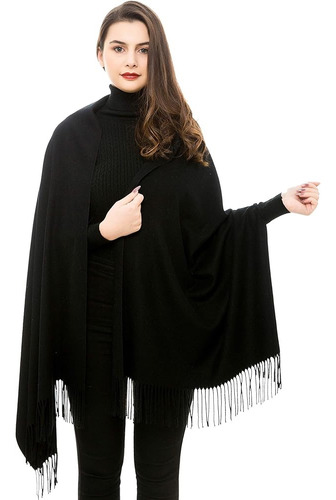 Bufanda Pashmina Elegante Chal Frio Hombre Y Mujer Negra