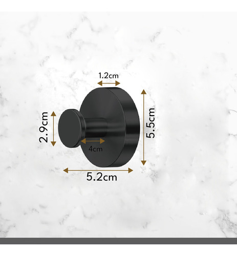 Kit Com 2 Ganchos De Parede Preto Em Aço Inoxidável Fosco Suporte Para Toalhas De Rosto, Cabide Toalhas De Banho, Cabideiro De Parede Para Roupas, Acessórios E Panos Em Quarto Banheiro Cozinha