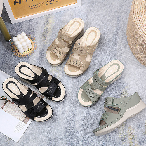 Sandalias Y Zapatillas De Playa Con Cuña Informal De Moda