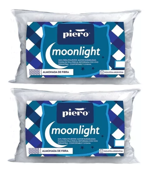 Combo 2 Almohadas Piero Moonlight 70x40 Antialérgicas Percal Color Blanco