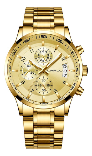 Reloj Crrju Golden Luxury Business, Impermeable, Para Hombre