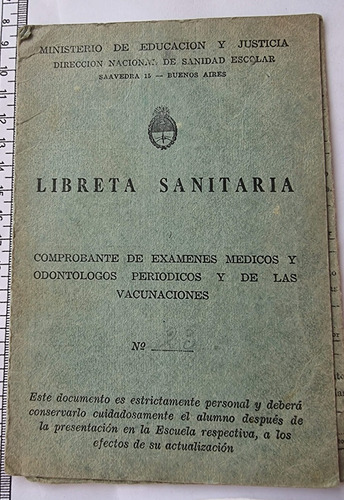 Documento Certificado Salud Libreta Sanitaria  Antigua