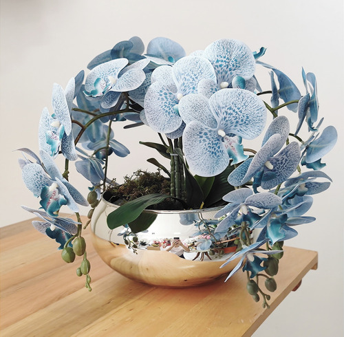 Arranjo De Mesa 4 Flores De Orquideas No Vaso Grande V/cor