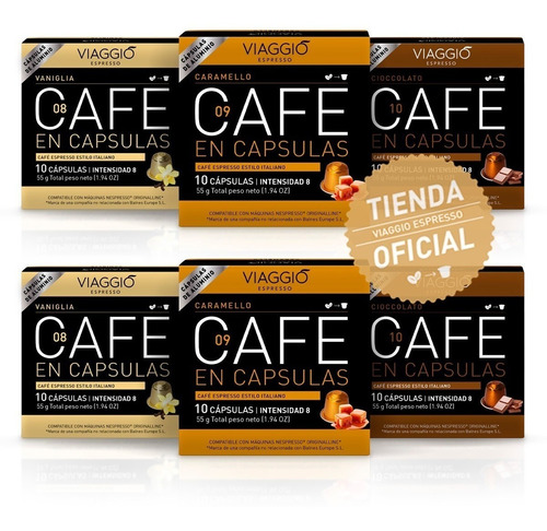 Café Cápsulas Viaggio Espresso Saborizados Promo X60u