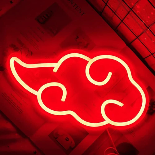Letrero Neon Nube Anime Para Decoracion Pared Luz Juego Rojo