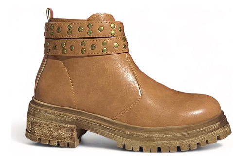 Bota  Mujer Botineta Tachas Moda Taco 