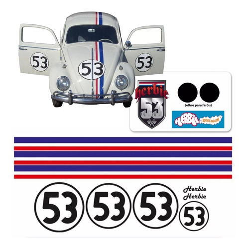 Kit Faixas/adesivos Fusca / New Beatle  Herbie 53