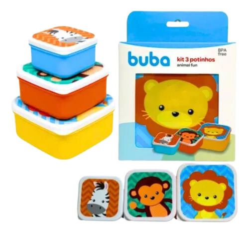 Kit 3 Potinhos Animal Fun Buba Lanchinho