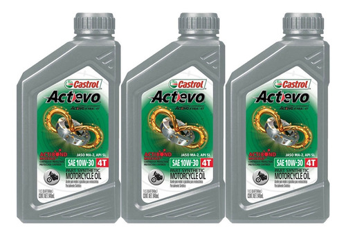 10w30 Castrol Actevo 4t Semi Sint Pack 3l Aceite De Moto