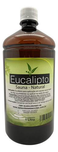Essência De Eucalipto Para Sauna Seca Vapor 1litro (natural)