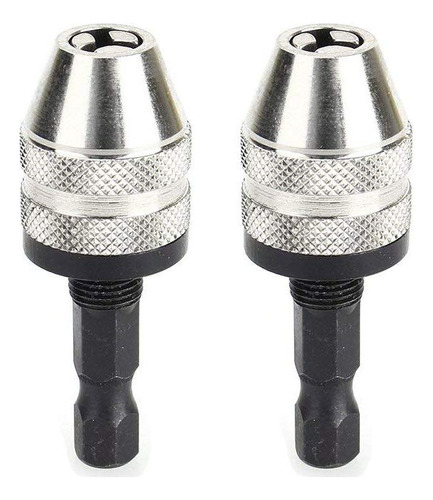 2 Unidades Adaptador Broca Sin Llave Vástago Hexagonal Plata