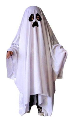 Disfraz Fantasma Para Niños Halloween 80cm Largo Blanco