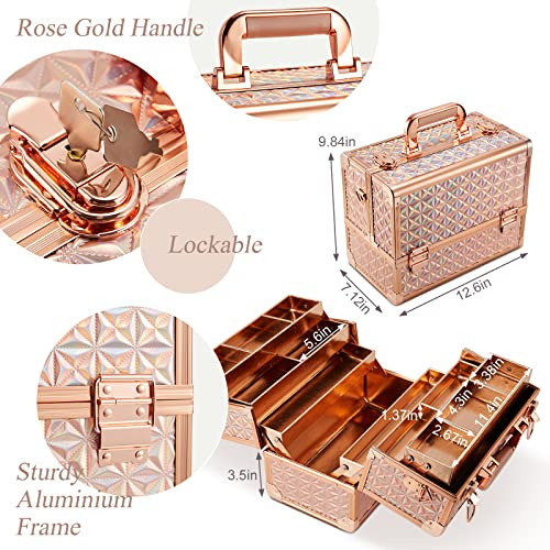Estuche Profesional De Maquillaje (dorado Rosa)