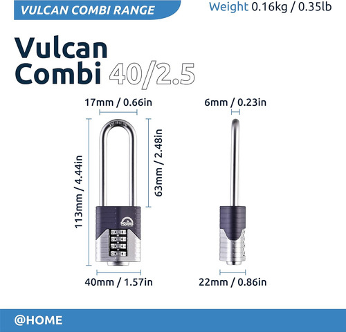 40/2.5 Vulcan Combi 40 2.5 Candado De Combinación, 40 ...