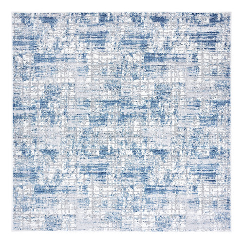 Alfombra Cuadrada 2 Metros Azul Marino Gris Claro Moderna