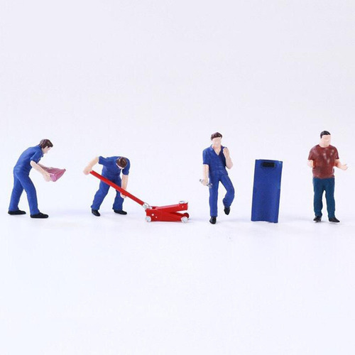 Mini Personaje Diorama Figura Auto Reparador Trabajador Azul