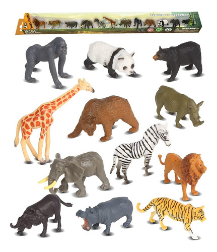 Muñecos Figuras Animales Salvajes Selva Safari Kit Set X12