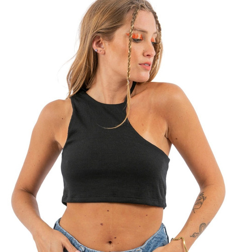 Remera Top Mujer Negra Musculosa