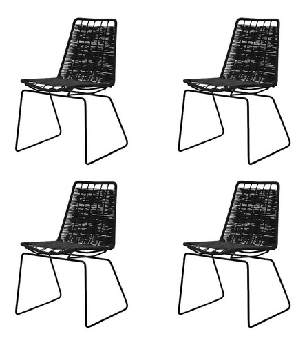 Set X4 Sillas Comedor Premium Hierro Soga Modelo Asia Ii