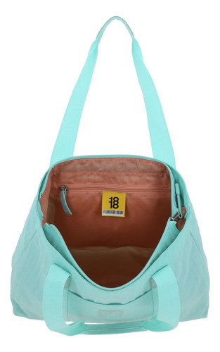 Bolso Tote Grande Chenson 1818 Zilp Impermeable Turquesa Acabado De Los Herrajes Níquel Diseño De La Tela Liso