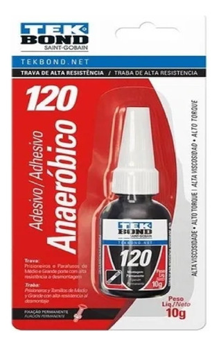 Pegamento Bloqueador de Roscas de Alta Resistencia 120 - 10g - Tekbond