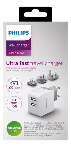 Cargador Pared Usb Philips Intercambiable 15,5w - Tecnobox
