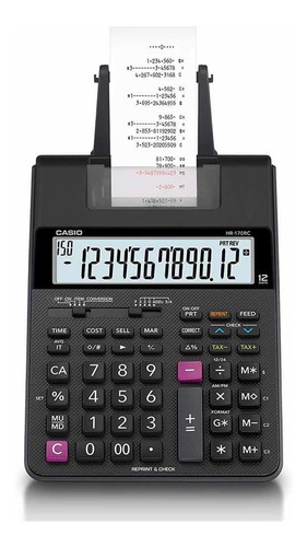 Calculadora Sumadora Casio 12 Digitos Hr-100tm Con Adaptador