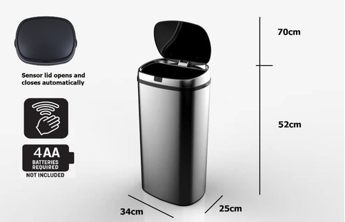 Imagen 6 de 8 de Tacho Cesto Basura Sensor Automatic 30 Lts Balingtech