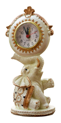 Relógio De Mesa De Resina Elefante Decorativo A Pilha Aa