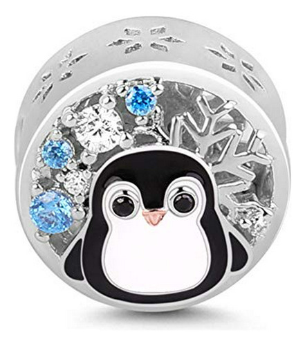 Gnoce Penguin Figura Charm Bead 925 Sterling Silver Winter I