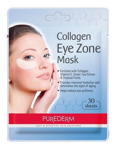 Purederm Eye Zone Masks Mascara Colágeno Ojos Bolsas X 30
