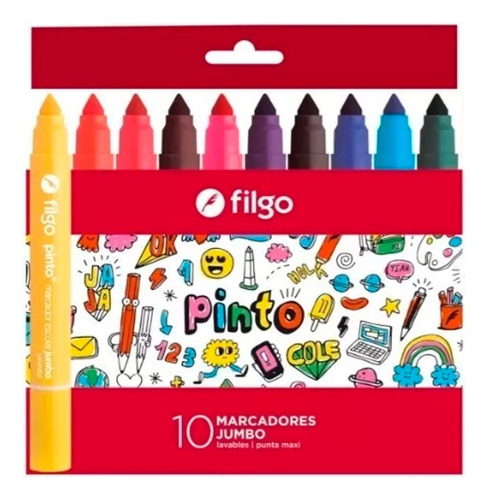 Marcador Jumbo Filgo Permanente Punta Maxi 2mm-7mm Pack 10 U