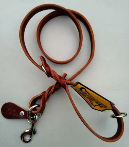 Correa De Piel 1.20m X 2cm Niquel Para Paseo Perro Silverado