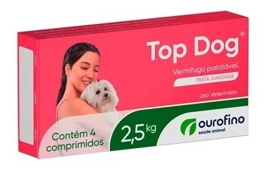 Vermifugo Top Dog 2,5 Kg Cx 4 Comprimido 250 Mg