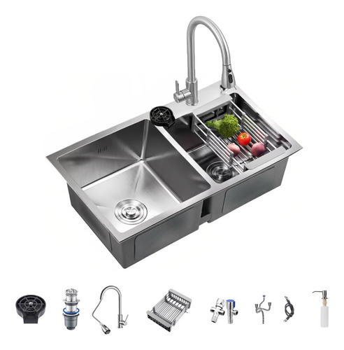 Tarja Fregadero De Cocina De Acero Inoxidable Doble 80*45cm
