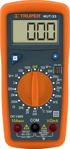 Multímetro Digital Tester Volt Amp Temperatura Truper Mut-33