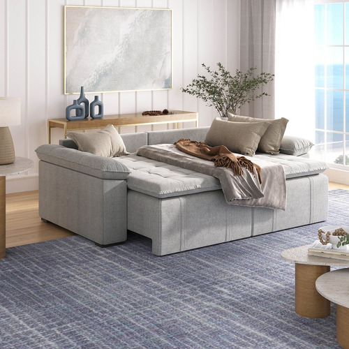Sofá Cama Retrátil E Reclinável 4 Lugares 240cm Linho Wt