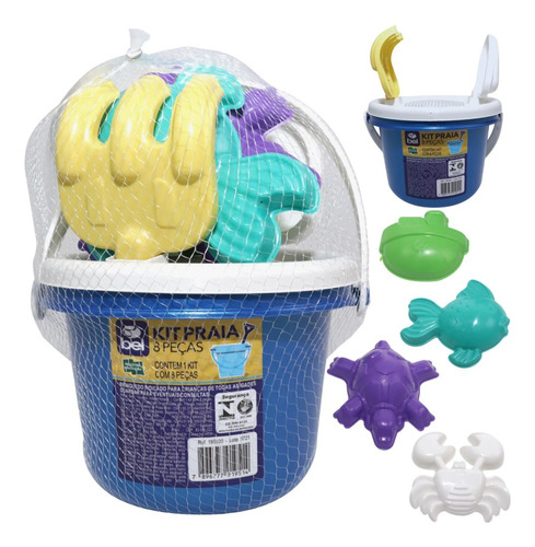 Kit Baldinho De Praia/ Brinquedos De Praia 8 Peças Sortidas