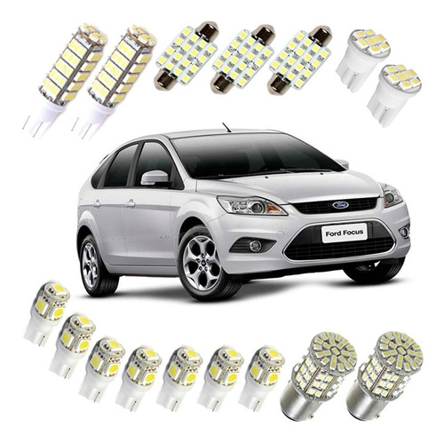 Kit Super Lâmpada Led Fiesta Focus Pingo Teto Placa Ré Xenon