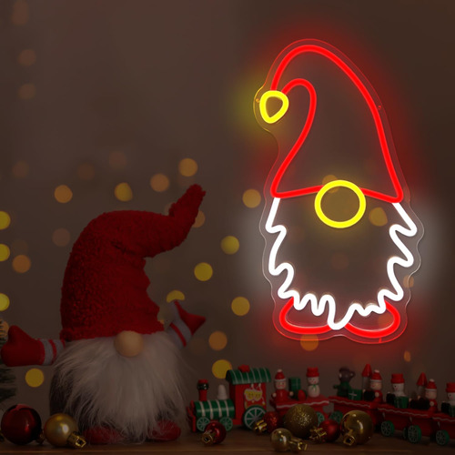 Letrero De Neón De Gnomo De Navidad Para Pared, Letreros Led
