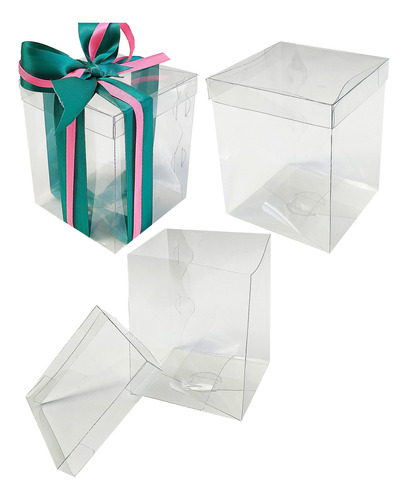 20 Cajas Base Y Tapa Transparente 12x12x15 Cms Mod. 1747