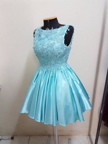 vestido curto azul tiffany