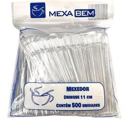 500 Mexedor Para Café Tipo Drinque Com 11cm - Mexa Bem