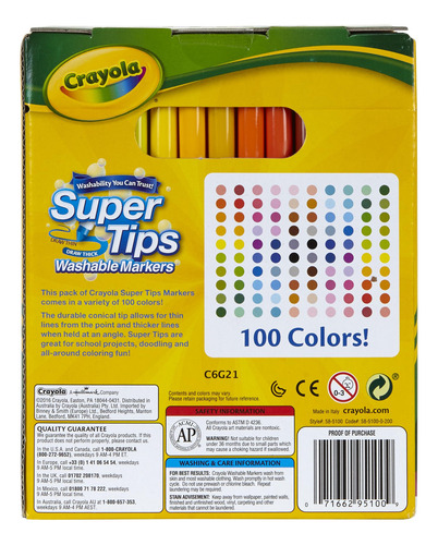 Juego De Rotuladores Crayola Super Tips 100 Lavables De Punt