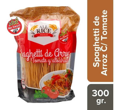 Fideos All Rice Spaghetti De Arroz Tomate Y Albahaca 300gr.